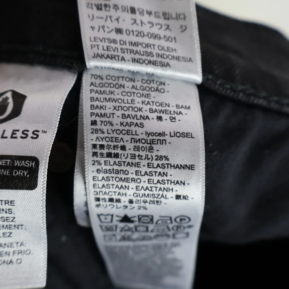 Levis‎ Premium 511 Slim Fit Jeans 36x32 Black Denim Stretch Casual Mens Pants